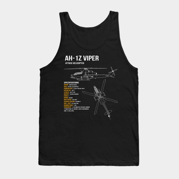 AH-1Z Viper Helicopter Tank Top by Dirty Custard Designs 